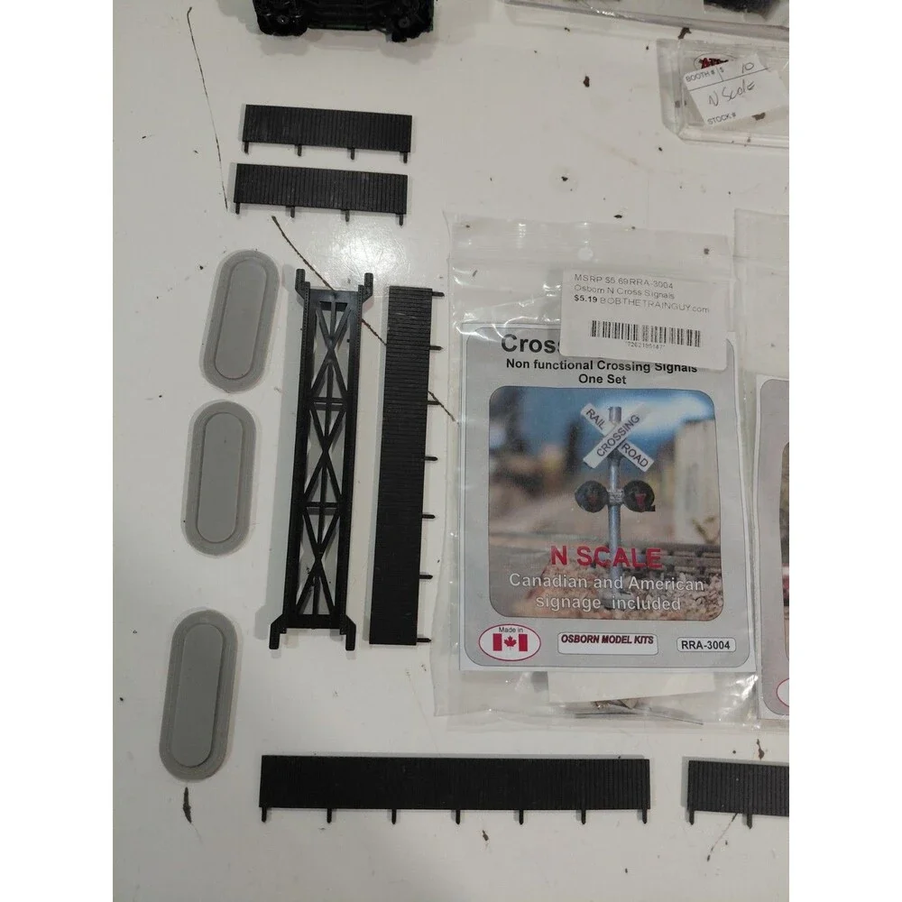 N Gauge Model Railroad Cleanout Lot (Track Buildings Telephone Poles Cars)